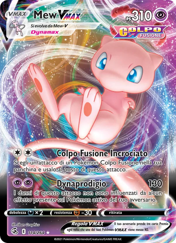 Carta Mew VMAX dell'espansione Colpo Fusione, numero 114/264