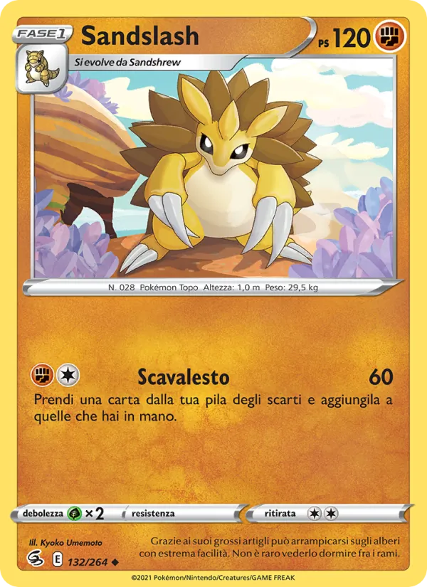 Carta Sandslash dell'espansione Colpo Fusione, numero 132/264