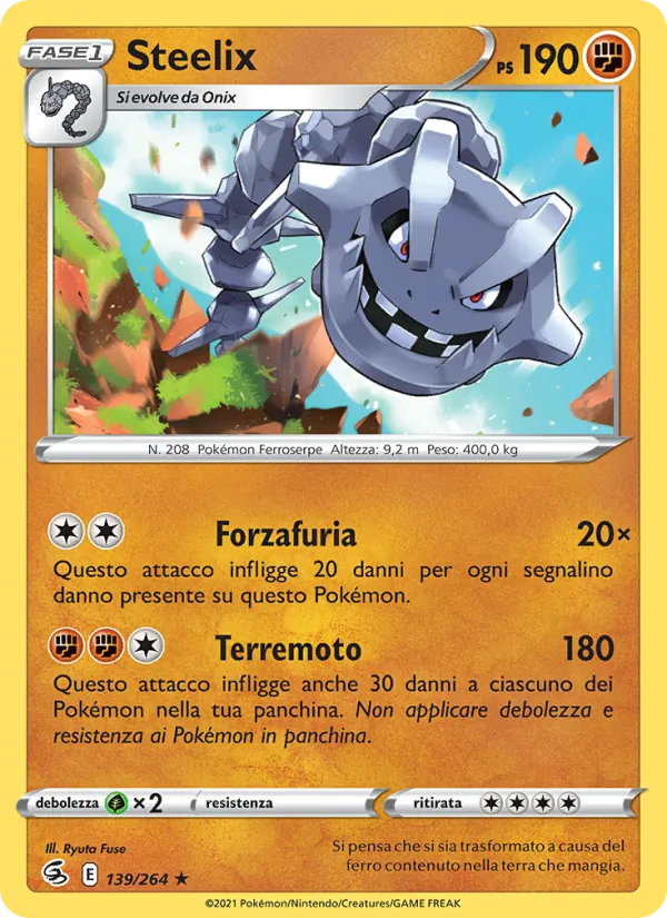 Carta Steelix dell'espansione Colpo Fusione, numero 139/264
