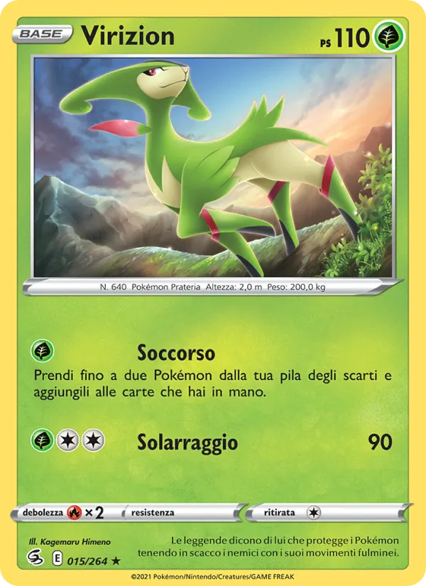 Carta Virizion dell'espansione Colpo Fusione, numero 15/264
