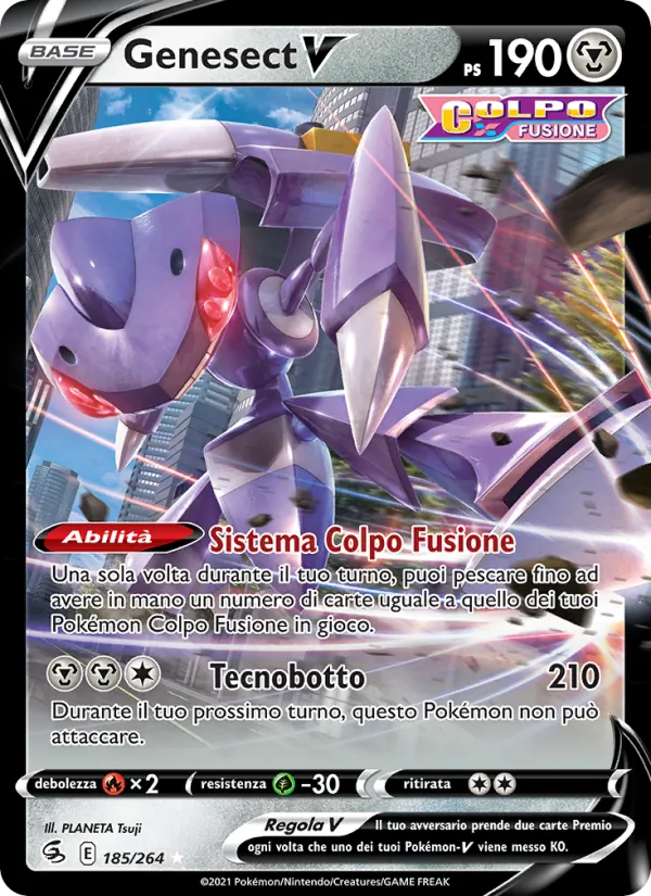 Carta Genesect V dell'espansione Colpo Fusione, numero 185/264