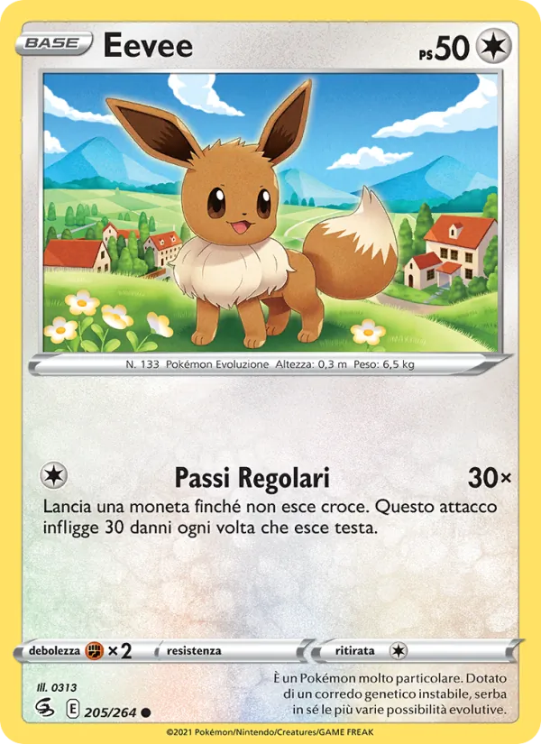 Carta Eevee dell'espansione Colpo Fusione, numero 205/264