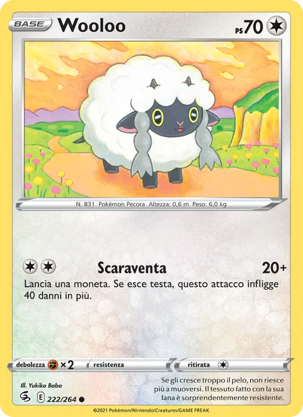 Carta Wooloo dell'espansione Colpo Fusione, numero 222/264