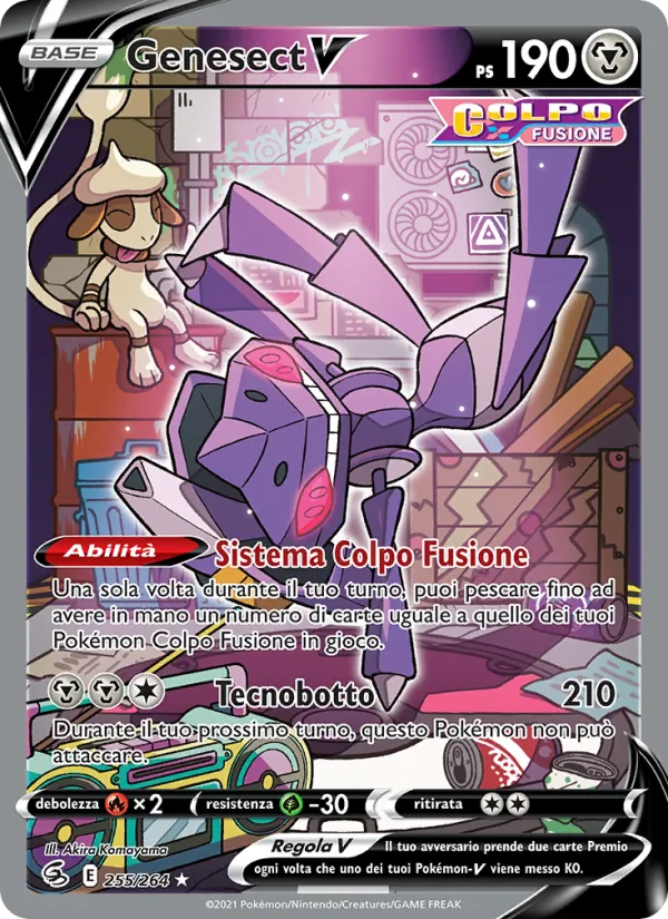 Carta Genesect V dell'espansione Colpo Fusione, numero 255/264