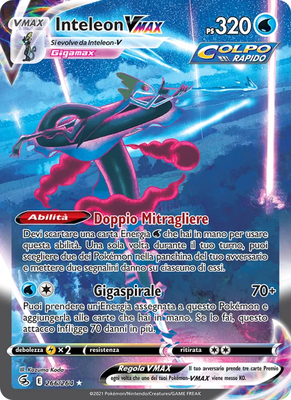 Carta Inteleon VMAX dell'espansione Colpo Fusione, numero 266/264