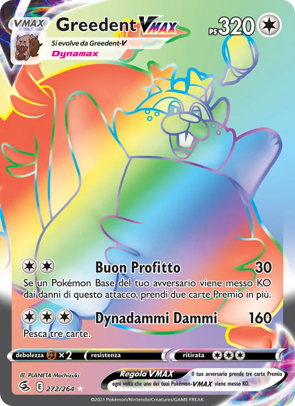 Carta Greedent VMAX dell'espansione Colpo Fusione, numero 272/264