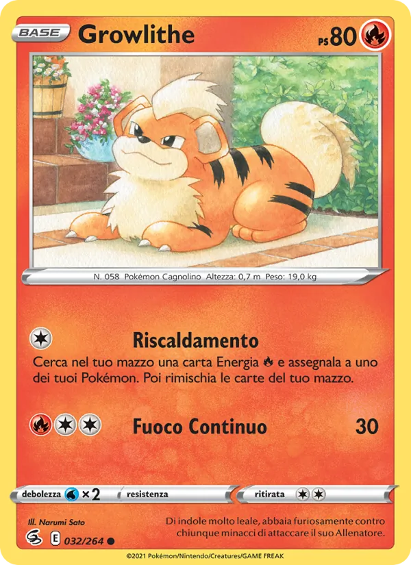 Carta Growlithe dell'espansione Colpo Fusione, numero 32/264