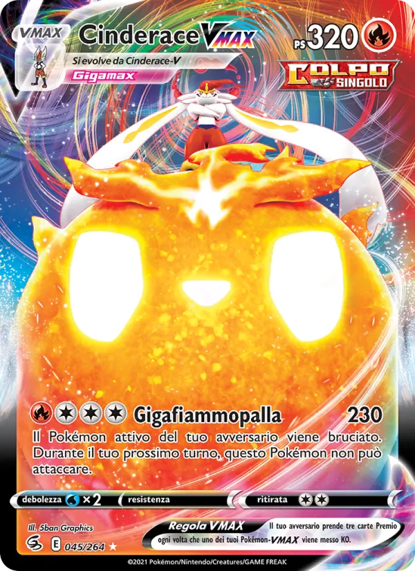 Carta Cinderace VMAX dell'espansione Colpo Fusione, numero 45/264