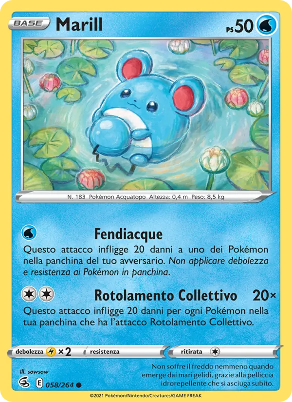 Carta Marill dell'espansione Colpo Fusione, numero 58/264