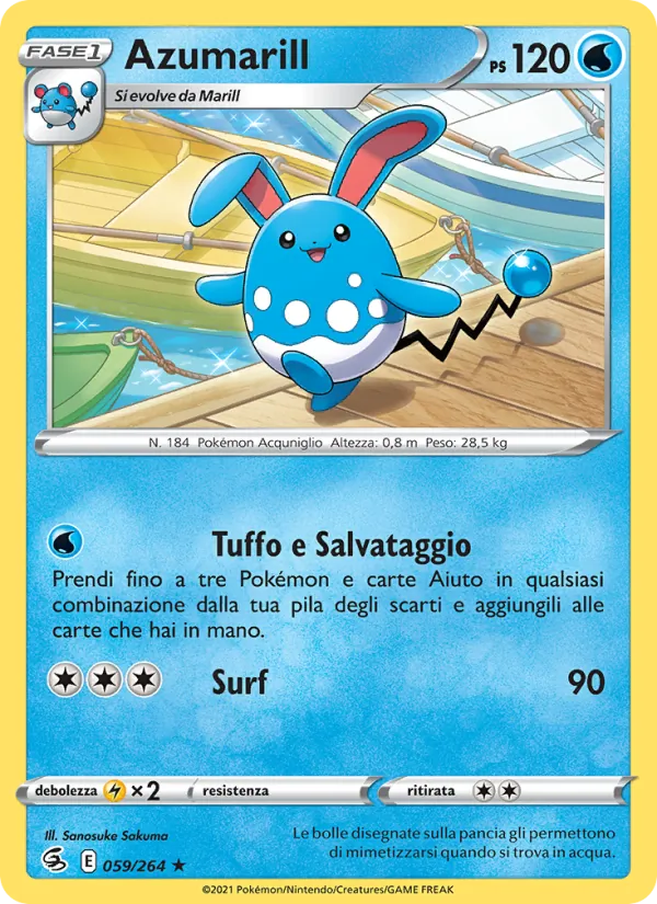Carta Azumarill dell'espansione Colpo Fusione, numero 59/264