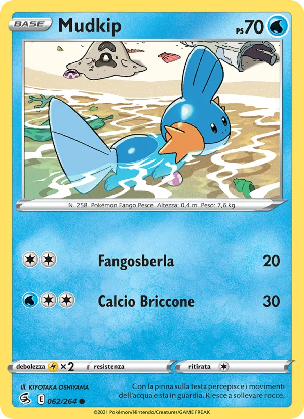 Carta Mudkip dell'espansione Colpo Fusione, numero 62/264