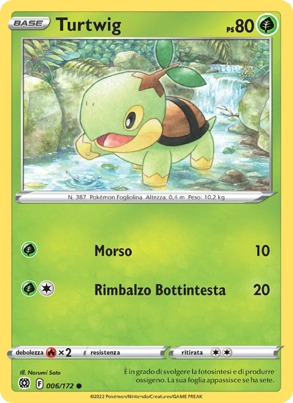 Carta Turtwig dell'espansione Astri Lucenti, numero 006/172