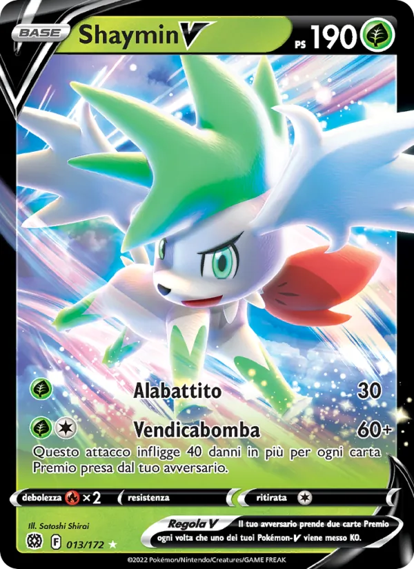 Carta Shaymin V dell'espansione Astri Lucenti, numero 013/172