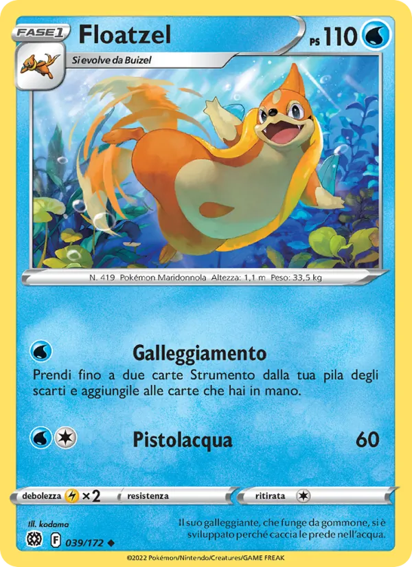 Carta Floatzel dell'espansione Astri Lucenti, numero 039/172