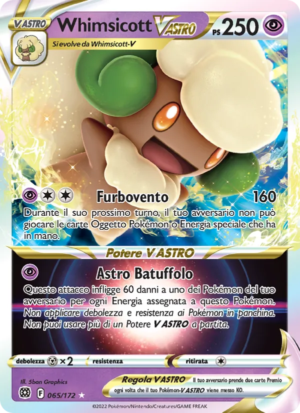 Carta Whimsicott V ASTRO dell'espansione Astri Lucenti, numero 065/172