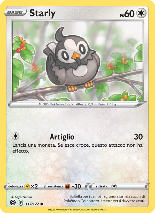 Carta Starly dell'espansione Astri Lucenti, numero 117/172
