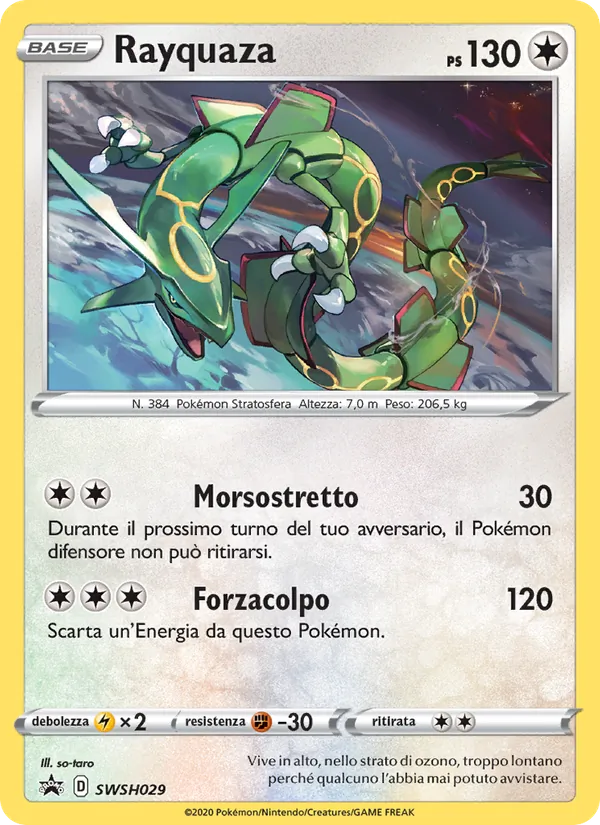 Carta Rayquaza dell'espansione SPSC Promo, numero SWSH029/307