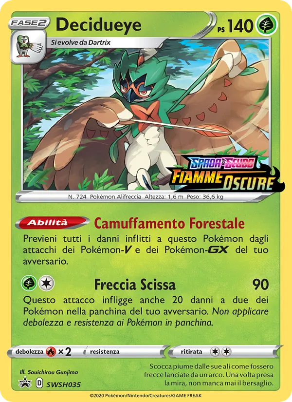 Carta Decidueye dell'espansione SPSC Promo, numero SWSH035/307