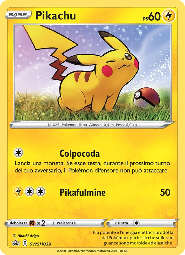 Carta Pikachu dell'espansione SPSC Promo, numero SWSH039/307