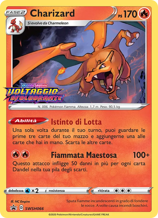 Carta Charizard dell'espansione SPSC Promo, numero SWSH066/307