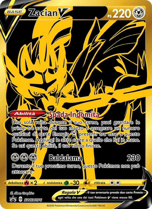 Carta Zacian V dell'espansione SPSC Promo, numero SWSH076/307