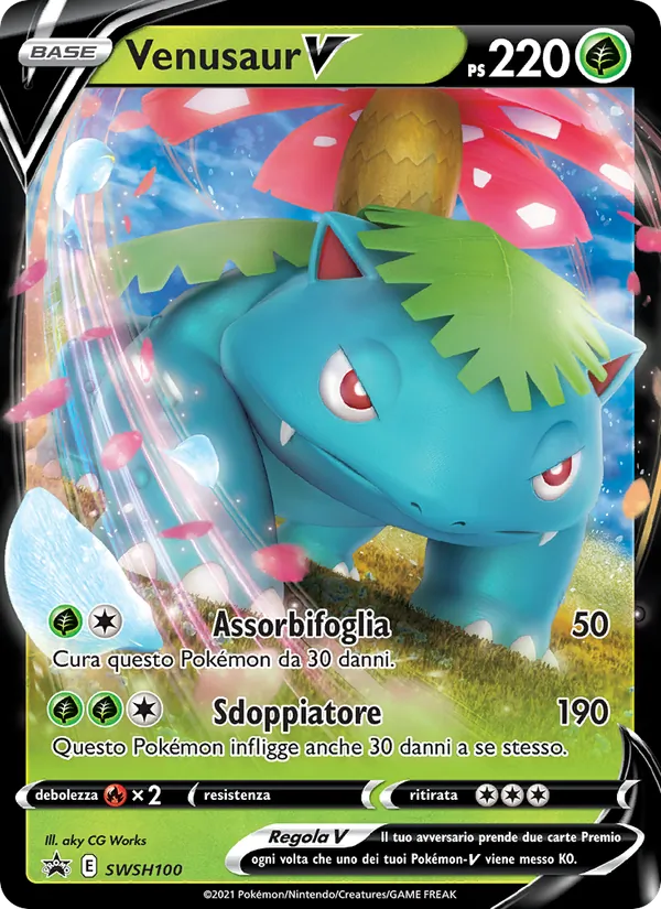 Carta Venusaur V dell'espansione SPSC Promo, numero SWSH100/307