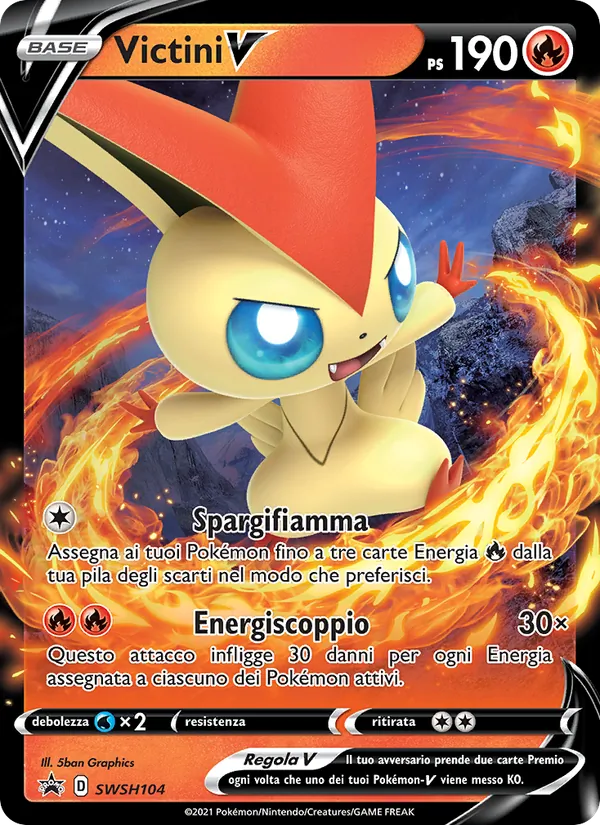 Carta Victini V dell'espansione SPSC Promo, numero SWSH104/307