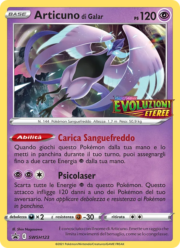 Carta Articuno di Galar dell'espansione SPSC Promo, numero SWSH123/307