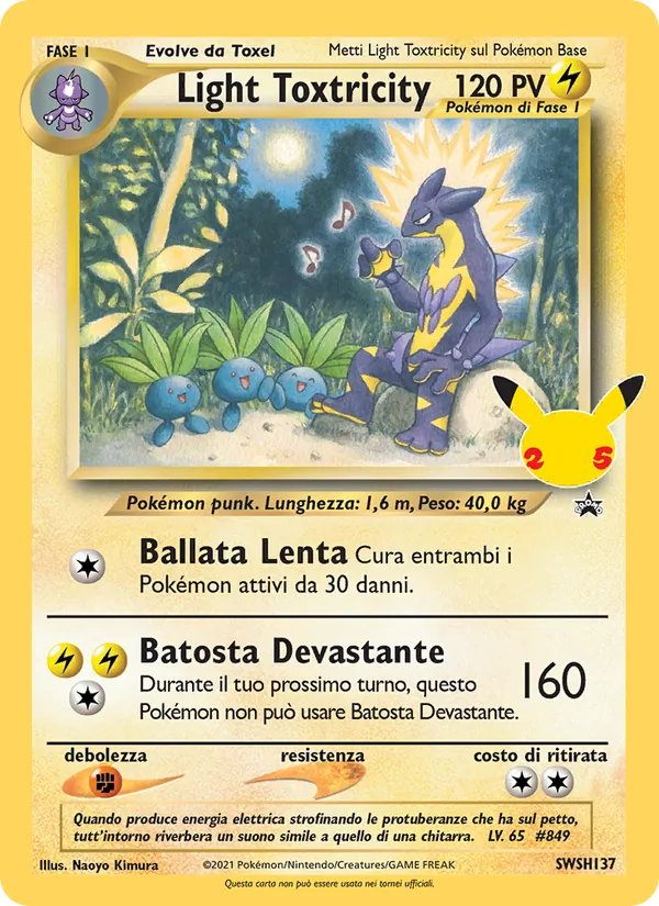 Carta Light Toxtricity dell'espansione SPSC Promo, numero SWSH137/307