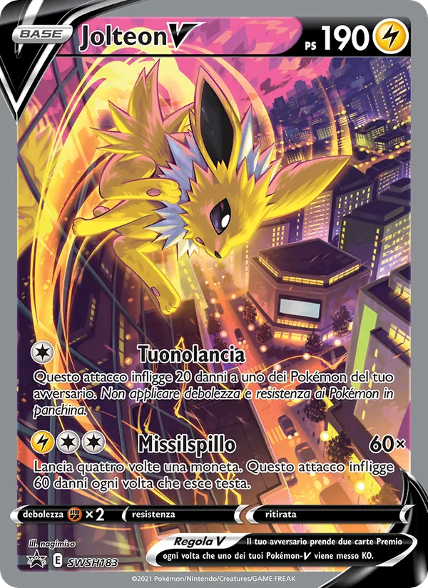 Carta Jolteon V dell'espansione SPSC Promo, numero SWSH183/307