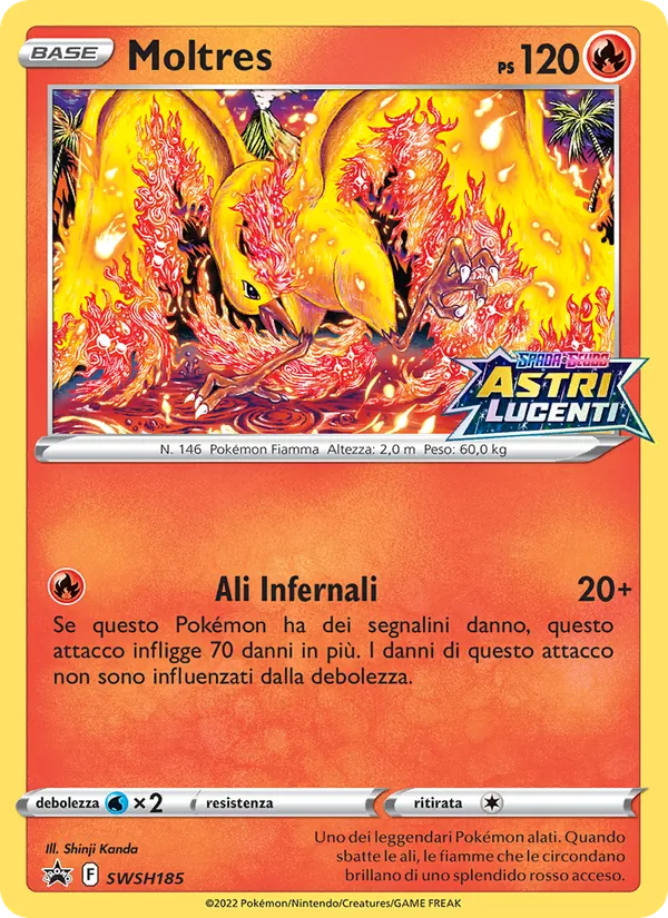 Carta Moltres dell'espansione SPSC Promo, numero SWSH185/307