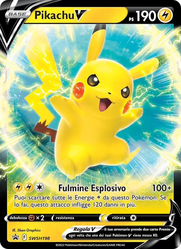 Carta Pikachu V dell'espansione SPSC Promo, numero SWSH198/307