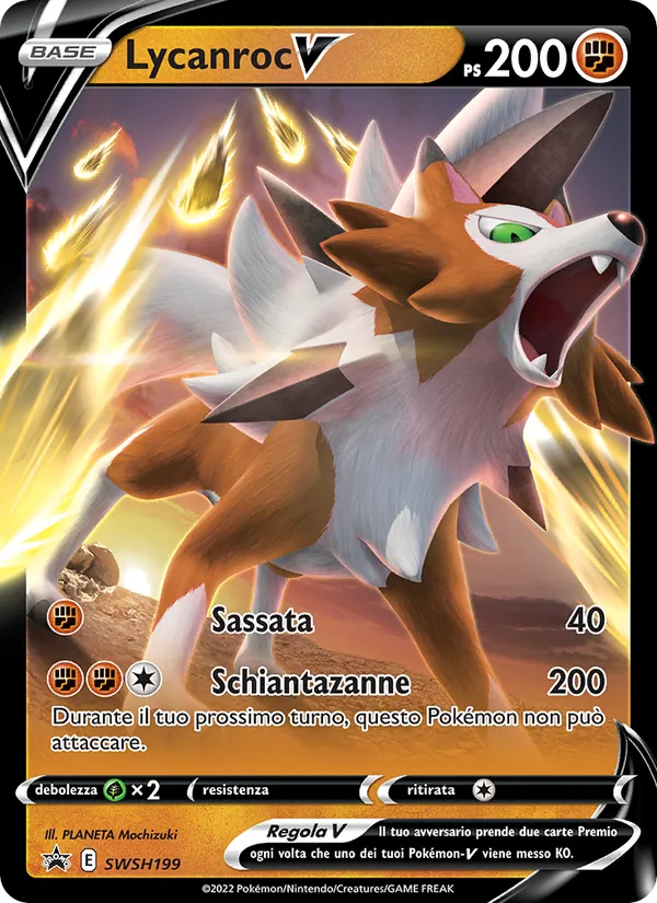 Carta Lycanroc V dell'espansione SPSC Promo, numero SWSH199/307