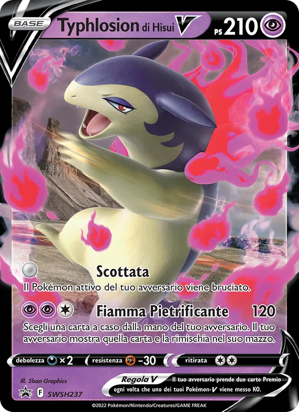 Carta Typhlosion di Hisui V dell'espansione SPSC Promo, numero SWSH237/307