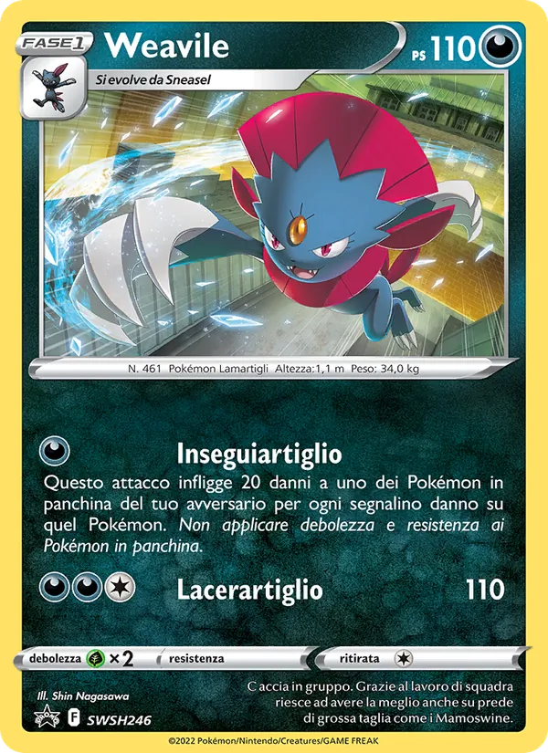 Carta Weavile dell'espansione SPSC Promo, numero SWSH246/307