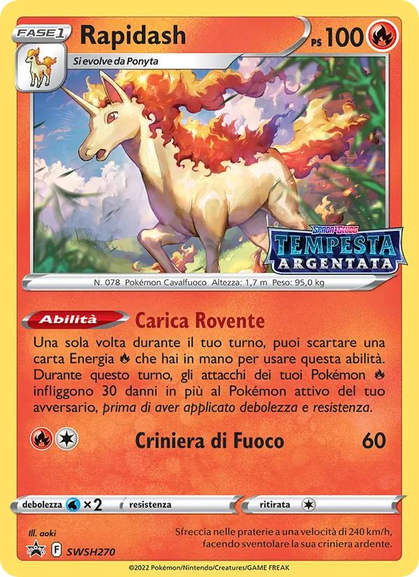 Carta Rapidash dell'espansione SPSC Promo, numero SWSH270/307