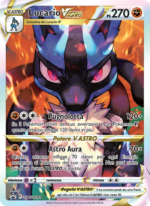 Carta Lucario V ASTRO dell'espansione SPSC Promo, numero SWSH291/307