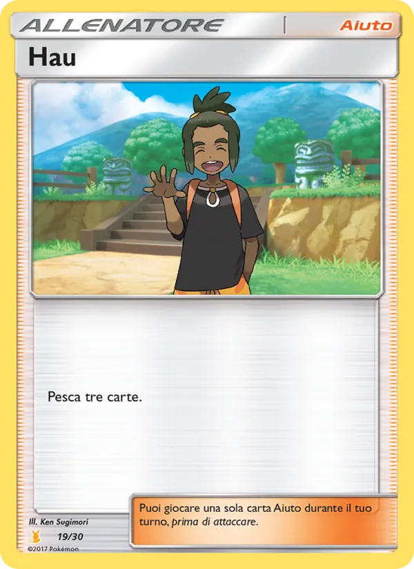 Carta Hau dell'espansione Sole e Luna trainer Kit (Alolan Raichu), numero 19/30