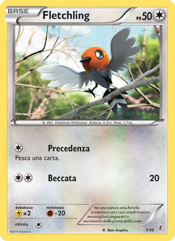 Kaart Fletchling uit XY trainer Kit (Bisharp), nummer 1/30