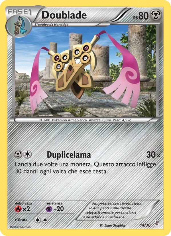 Kartu Doublade dari XY trainer Kit (Bisharp), nomor 14/30