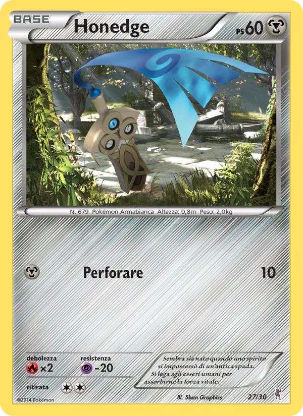 Kaart Honedge uit XY trainer Kit (Bisharp), nummer 27/30