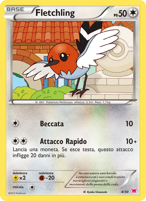 Carta Fletchling dell'espansione XY trainer Kit (Latias), numero 4/30