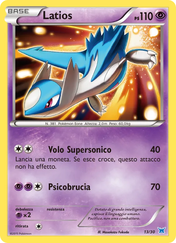 Carta Latios dell'espansione XY trainer Kit (Latios), numero 13/30