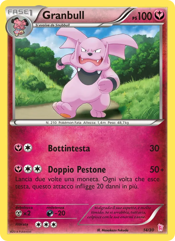 Kartu Granbull dari XY trainer Kit (Sylveon), nomor 14/30