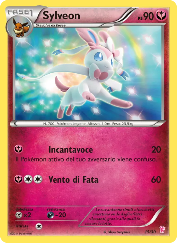 Kaart Sylveon uit XY trainer Kit (Sylveon), nummer 15/30