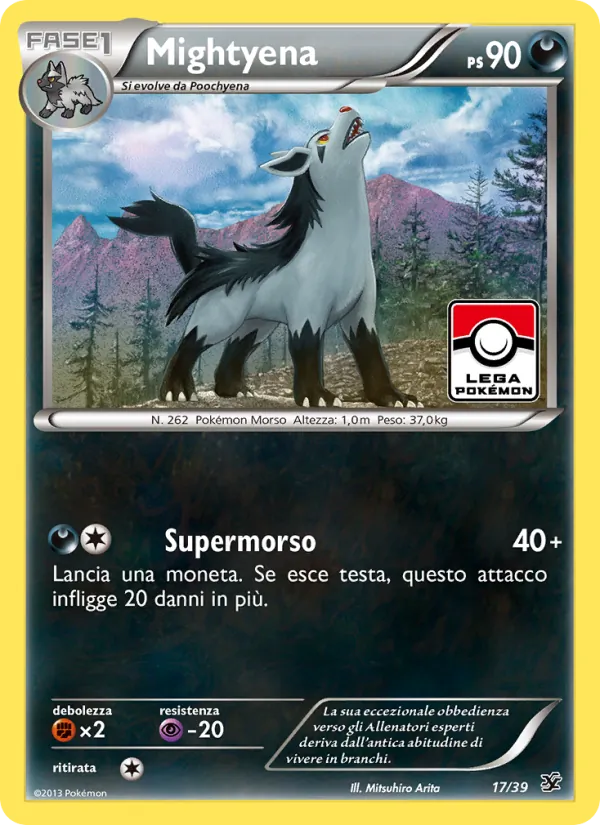 Carta Mightyena dell'espansione Benvenuti a Kalos, numero 17/39