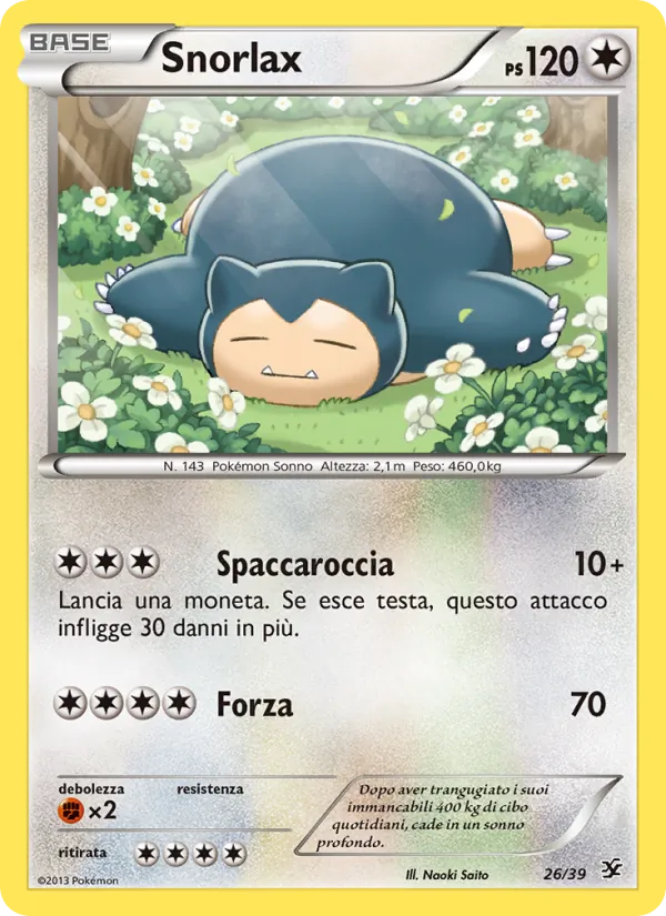 Carta Snorlax dell'espansione Benvenuti a Kalos, numero 26/39