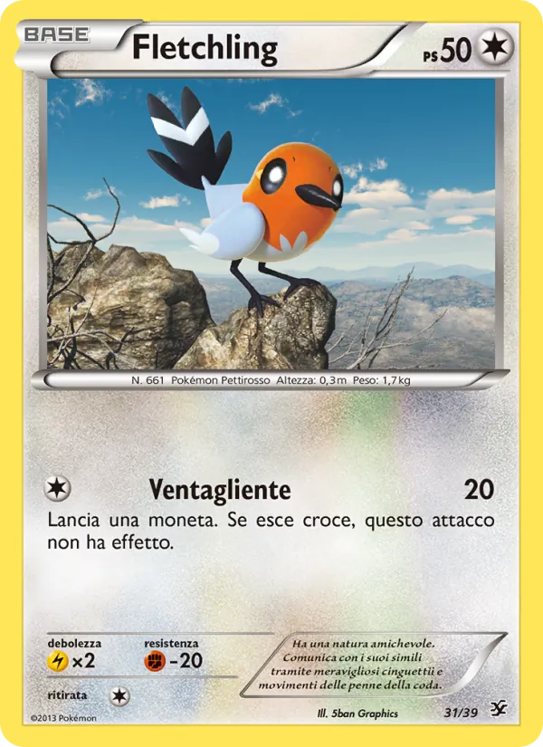 Carta Fletchling dell'espansione Benvenuti a Kalos, numero 31/39