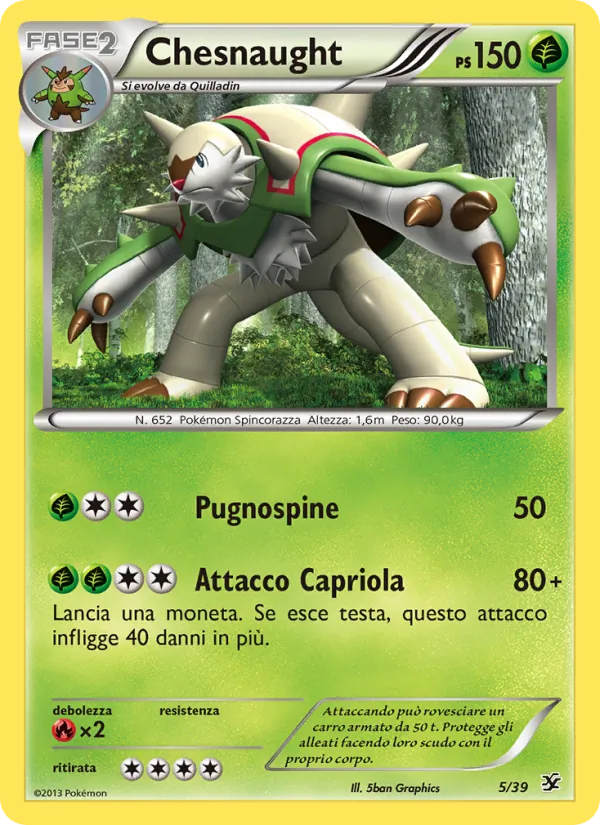 Carta Chesnaught dell'espansione Benvenuti a Kalos, numero 5/39