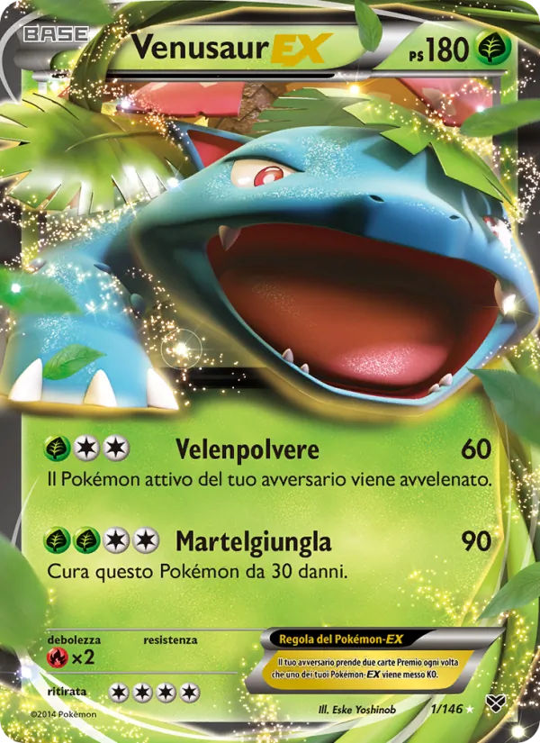 Carta Venusaur EX dell'espansione XY, numero 1/146
